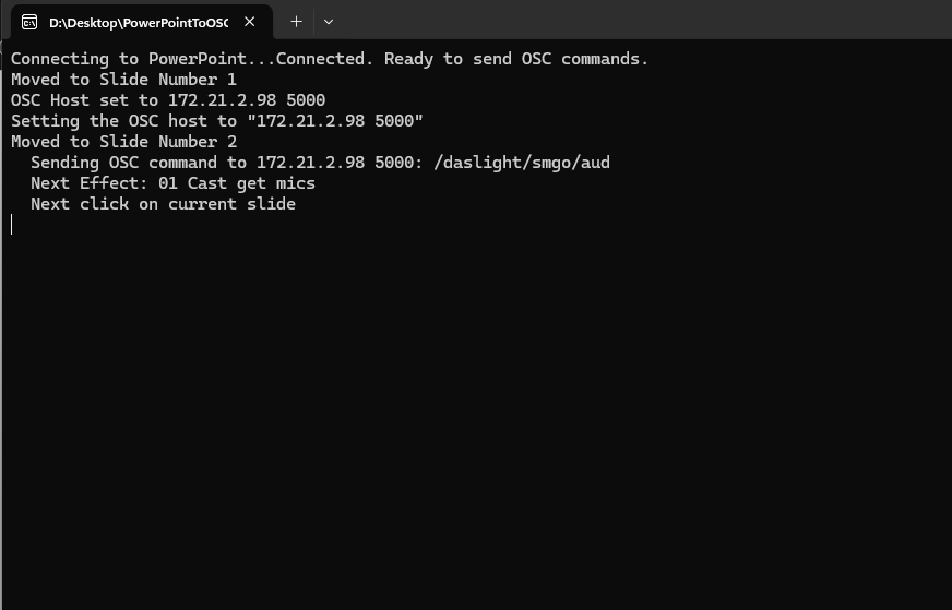 This is the PowerPoint to OSC sending software on PC1